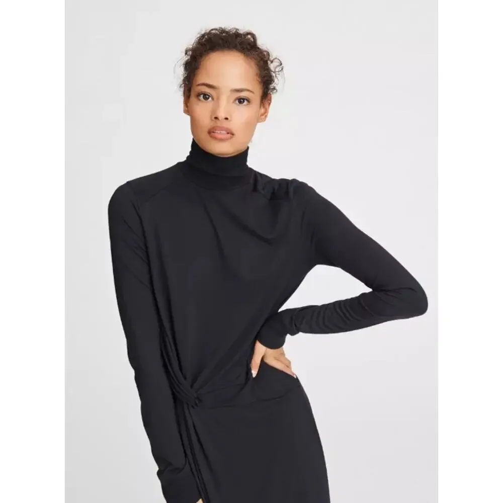 Rag & Bone NWT Black Draped Shaw Midi Dress- Size XXS - Picture 5 of 11